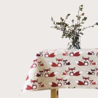 Red Foxes Linen Tablecloth