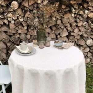 Classic White Round Linen Tablecloth