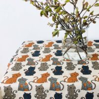 Colorful Cats Linen Tablecloth