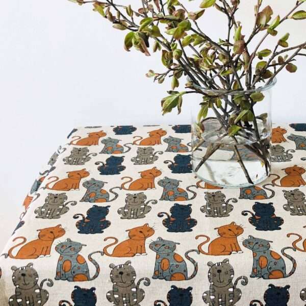 Colorful Cats Linen Tablecloth Colorful Cats Linen Tablecloth