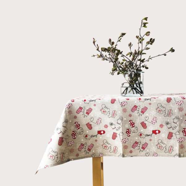 Christmas Mittens Linen Tablecloth Christmas Mittens Linen Tablecloth