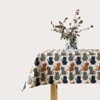 Colorful Cats Linen Tablecloth