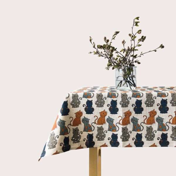 Colorful Cats Linen Tablecloth Colorful Cats Linen Tablecloth