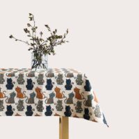 Colorful Cats Linen Tablecloth
