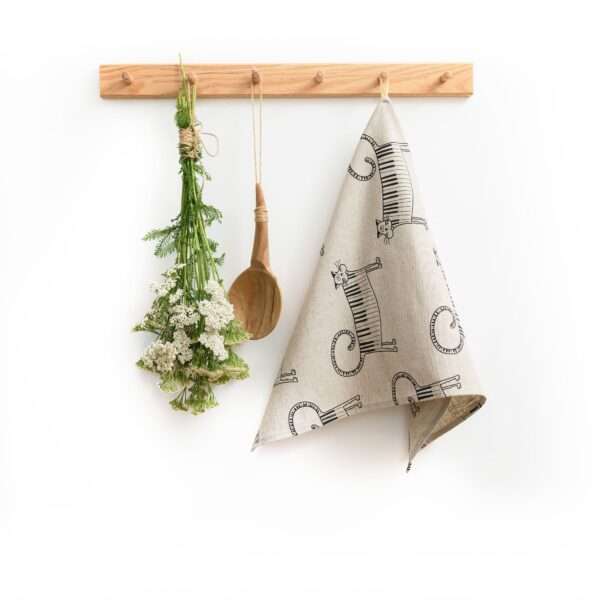 Linen tea towel - Cat piano linen fabric - Nordic Linen
