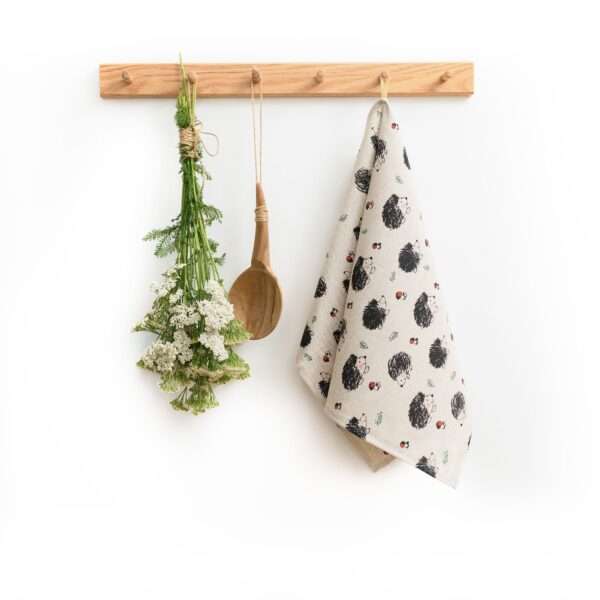 Linen tea towel - Hedgehog linen fabric - Nordic Linen
