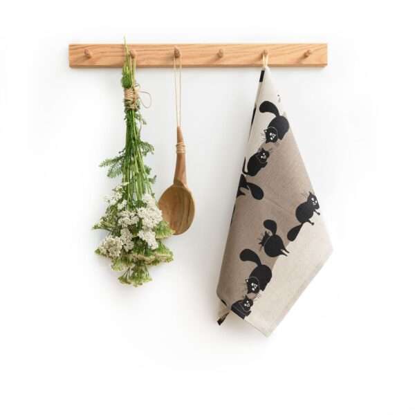 Linen tea towel - Black cats linen fabric - Nordic Linen