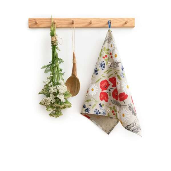 Linen tea towel - Poppies and daisies linen fabric - Nordic Linen