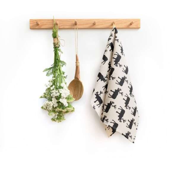 Linen tea towel - Black reindeers linen fabric - Nordic Linen Linen tea towel - Black reindeers linen fabric - Nordic Linen