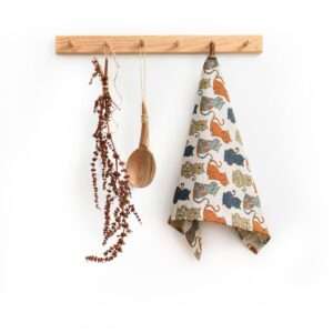 Linen tea towel - Colorful cats linen fabric - Nordic Linen