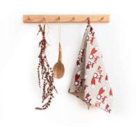 Linen tea towel - Red foxes linen fabric - Nordic Linen