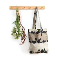 Black Cat Linen Tote Bag