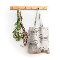 Cat Piano Linen Tote Bag