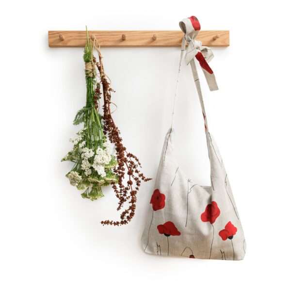 RED POPPIES LINEN ZIPPER BAG