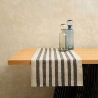 BLACK STRIPES RUSTIC LINEN RUNNER