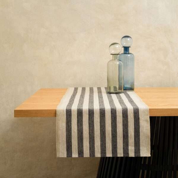 BLACK STRIPES RUSTIC LINEN RUNNER BLACK STRIPES RUSTIC LINEN RUNNER
