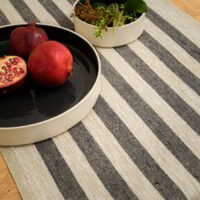 Rustic Linen Table Runner - Black Stripes