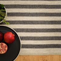 Rustic Linen Table Runner - Black Stripes