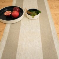 TWO BEIGE STRIPES RUSTIC LINEN RUNNER