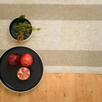 TWO BEIGE STRIPES RUSTIC LINEN RUNNER