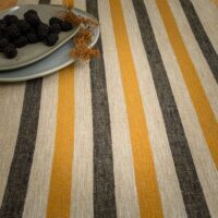 Rustic Linen Table Runner - Black and Yellow Stripes