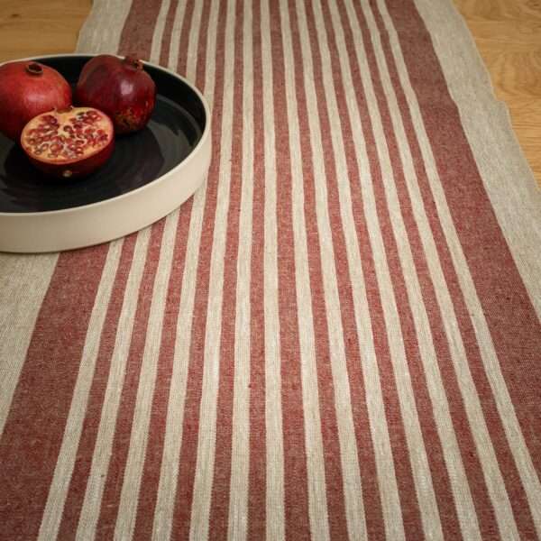 Rustic Linen Table Runner - Red Thin Stripes Rustic Linen Table Runner - Red Thin Stripes