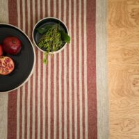 Rustic Linen Table Runner - Red Thin Stripes