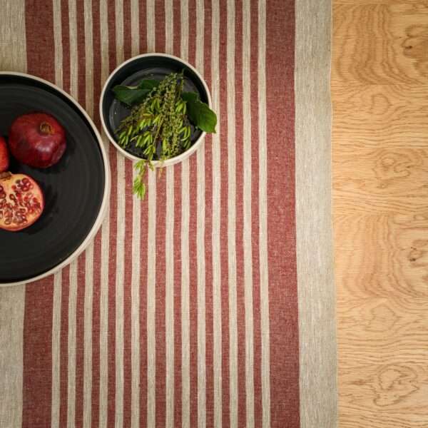 Rustic Linen Table Runner - Red Thin Stripes Rustic Linen Table Runner - Red Thin Stripes