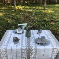 Classic White Linen Runner with Lace