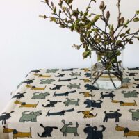 Dog Prints Linen Tablecloth