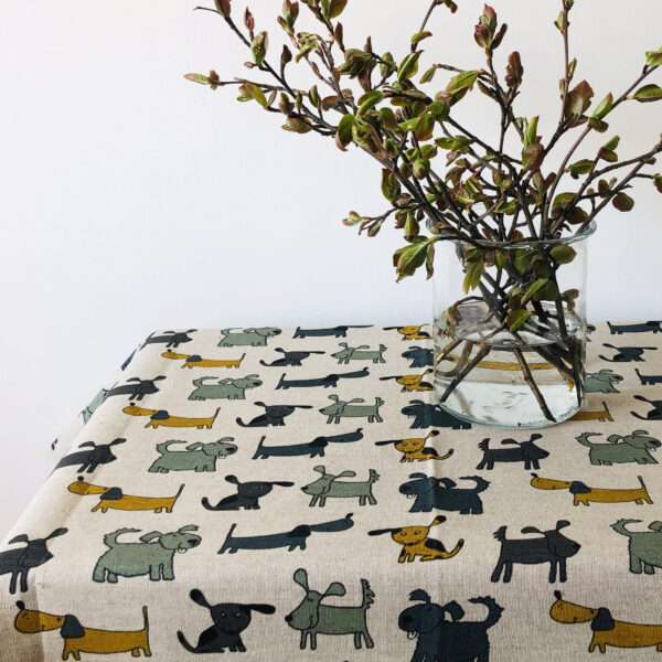 Dog Prints Linen Tablecloth Dog Prints Linen Tablecloth