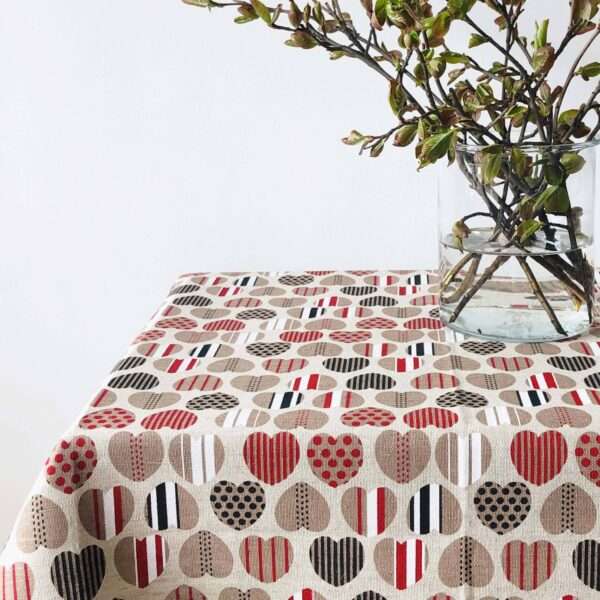 Heart Prints Linen Tablecloth Heart Prints Linen Tablecloth