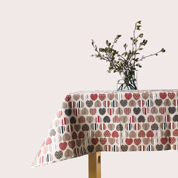 Heart Prints Linen Tablecloth Heart Prints Linen Tablecloth