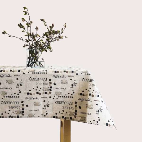 Coffee Theme Linen Tablecloth