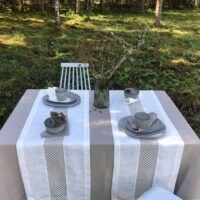 Classic White Linen Runner with Lace in the Middle