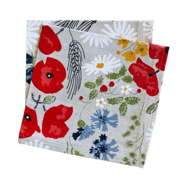 Poppies and Daisies Linen Napkin Poppies and Daisies Linen Napkin