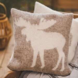 BEIGE MOOSE WOOL CUSHION COVER