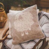 CURLY BEIGE SHEEP WOOL CUSHION COVER