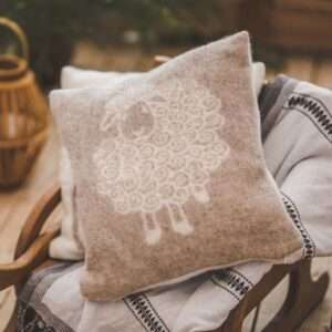 CURLY BEIGE SHEEP WOOL CUSHION COVER
