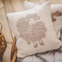 CURLY BEIGE SHEEP WOOL CUSHION COVER
