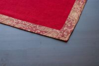 Classic Red Linen Placemat with Gold Paisley Border