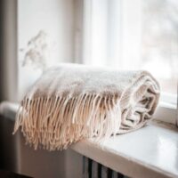 Wool Throw with Fringes “Beige Rombs”