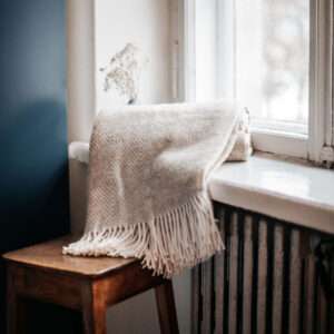 Wool Throw with Fringes “Beige Rombs”