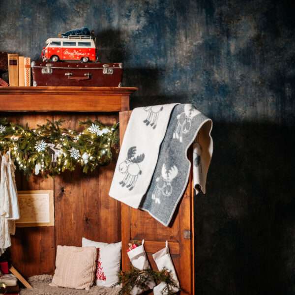 Wool Baby Blanket - Grey Moose Wool Baby Blanket - Grey Moose