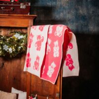 Wool Baby Blanket - Pink Teddy Bear