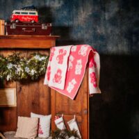 Wool Baby Blanket - Pink Teddy Bear