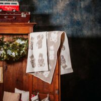 Wool Baby Blanket - Beige Teddy Bear