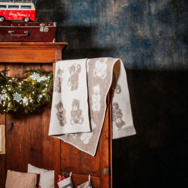 Wool Baby Blanket - Beige Teddy Bear Wool Baby Blanket - Beige Teddy Bear