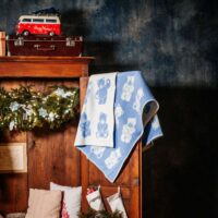 Wool Baby Blanket - Blue Teddy Bear