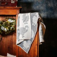 Wool Baby Blanket - Grey Curly Grey